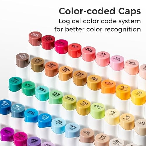 Ohuhu Alcohol Markers 60 Illustration Colors Brush Soft Chisel for Coloring | Dual Tips Art Markers for Artists Adults Coloring Illustration Drawing, AP Certified Refillable Alcohol-based, Honolulu S thumbnail 7