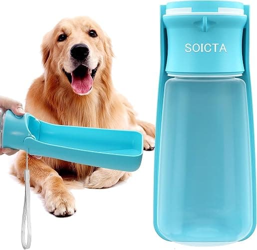 SOICTA Portable Dog Small Animals Water Bottle for Walking 19 OZ or 12 OZ Pet Water Bottles for Puppy Medium Large Dogs Little Animals Water Dispenser Dog Small Animals Water Bowl - Image 1