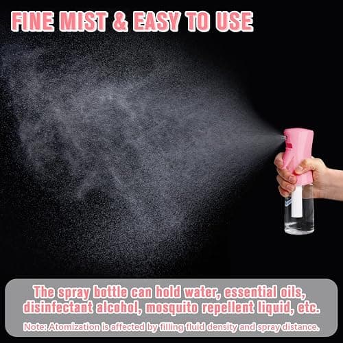 Fine Mist Spray Bottle for Hair, Skincare, Plant Care, Pet Grooming, Cleaning and Disinfection - Ultra-Fine Continuous, Refillable Container (1Pcs Light Pink 6.8oz) - Lightpink thumbnail 3