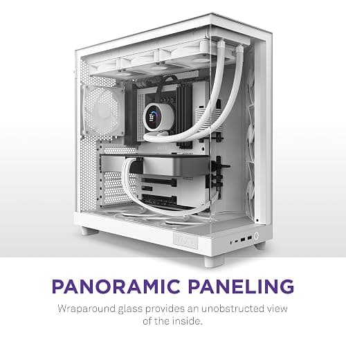 NZXT H6 Flow | CC-H61FW-01 | Compact Dual-Chamber Mid-Tower Airflow Case | Panoramic Glass Panels | High-Performance Airflow Panels | Includes 3 x 120mm Fans | Cable Management | White thumbnail 2