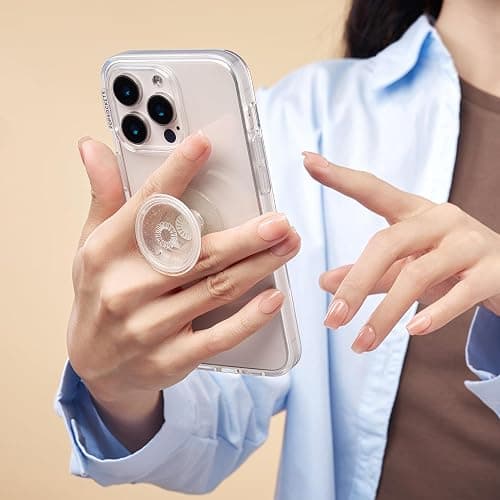 PopSockets Translucent Phone Grip with Expanding Kickstand, PopSockets for Phone, Adhesive Grip, Translucent PopGrip - Clear Glitter Silver thumbnail 6