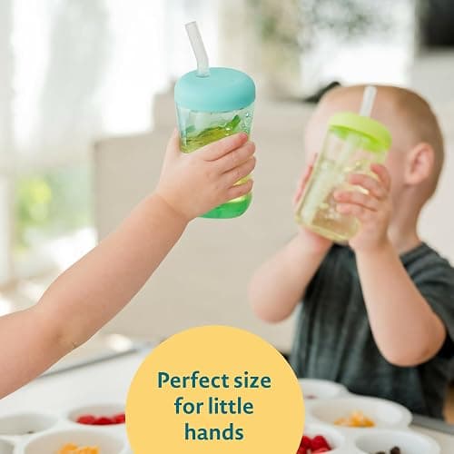The First Years Squeeze & Sip Toddler Straw Cups - Squeezable Transition Sippy Cup with Silicone Straw - Toddler Feeding Supplies - 7 Oz - 3 Count - Ages 6 Months and Up thumbnail 5