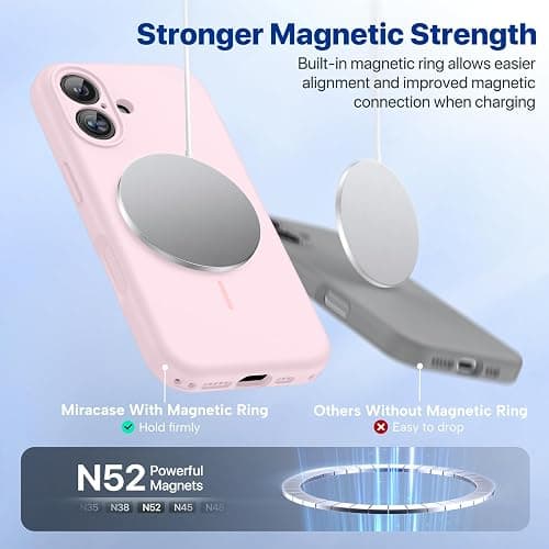 Miracase Silicone & Magnetic for iPhone 16 Case, Sand Pink | Compatible with MagSafe, Anti-Scratch Microfiber Lining, Liquid Silicone Case Shockproof Drop Protection Phone Case for 16 thumbnail 5