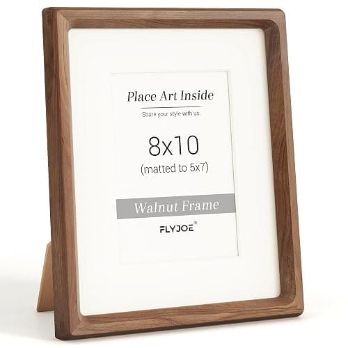8x10 Picture Frame, USA-Sourced Natural Walnut Wood Photo Frame with Tempered Glass, Handcrafted Rounded Corner 8 x 10 Wooden Frame Matted to 5x7 Photos, Wall or Tabletop Display - Image 1