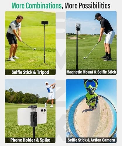 BMZX Golf Tripod Monopod, 47" Selfie Stick for Golf Swing Training & Recording | with Spike, Tripod, Phone Holder, 1/4"-20 Screw, Carry Bag | Compatible with iPhones, Android & Cameras thumbnail 2