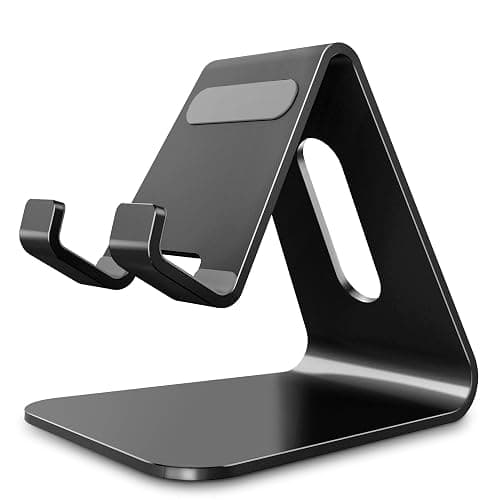 CreaDream Cell Phone Stand, Cradle, Holder, Aluminum Desktop Stand Compatible with Switch, All Smart Phone, iPhone 11 Pro Xs Max Xr X Se 8 7 6 6s Plus SE 5 5s-Black - Image 1
