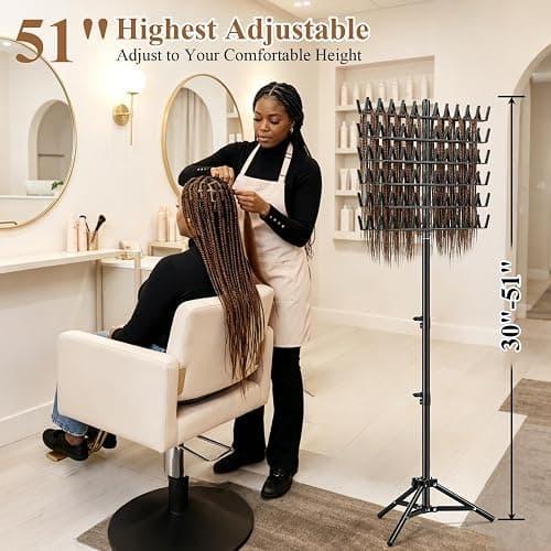 Eastdone Braiding Hair Rack Standing Extension Holder Hanger, 144 Pegs Divider for Separator Stand Display (Black) thumbnail 4