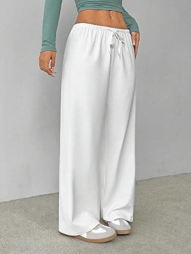 RoseSeek Women's Straight Leg Baggy Pants Drawstring Waist Casual Sweatpants Workout Trousers thumbnail 2