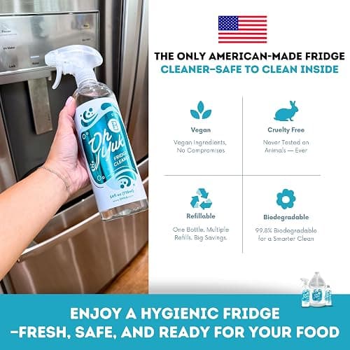 Oh Yuk Fridge Cleaner Spray + Concentrate Combo, Makes 5 Bottles | Spray + 16 oz Concentrate, Makes 5 Bottles, Cleans Inside Fridge, Food-Contact Safe, Biodegradable, Vegan thumbnail 8