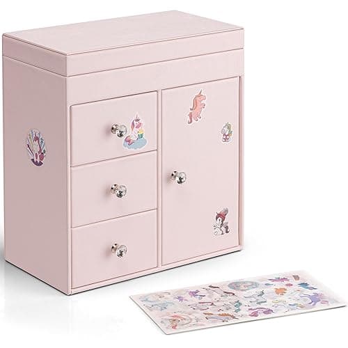 Vlando Musical Jewelry Box for Girls, Large Kid Music Box with Ballerina for Birthday Bedroom Decor, 4 Layer Girl Jewelry Gifts for Girls Kids - Light Pink - Light Pink thumbnail 8