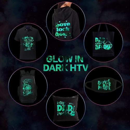 Tintnut Glow in Dark HTV Heat Transfer Vinyl - 12x10 inch 6 Sheets Luminous Galaxy Iron on Vinyl Galaxy HTV Vinyl for T-Shirts DIY Compatible with Cricut or Silhouette Cameo thumbnail 5