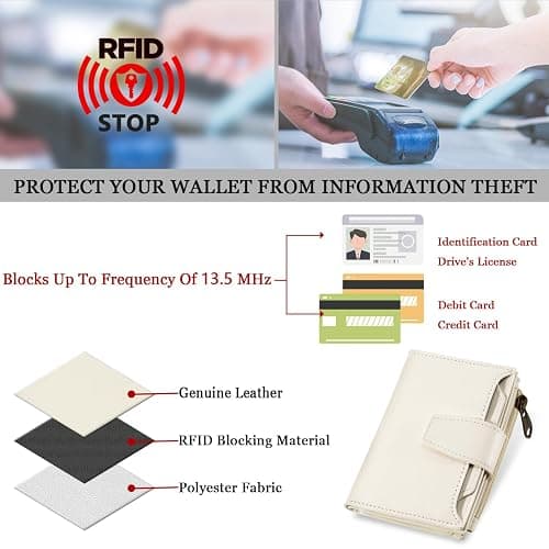 Airkit Small Wallet Women RFID Blocking Soft Leather Bifold Compact Card Holder Wallet for Women with Zipper Coin Pocket 4 ID Window thumbnail 6