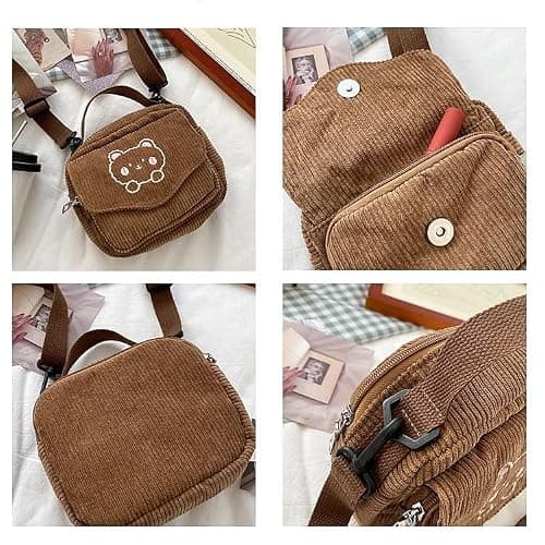AWXZOM small cute Corduroy Crossbody bag min Kawaii Purse Crossbody Bag small Kawaii Wallet small Kawaii Crossbody Bag thumbnail 4