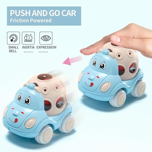 BeAndge Baby Girl Toys Gifts for 1 2 Year Old Girls, Pink Cars for Babies 6-12 12-18 Months, Push and Go Trucks for Toddlers, Soft Rattle and Roll Toys for One & 1+ Infants First Birthday Gift thumbnail 8