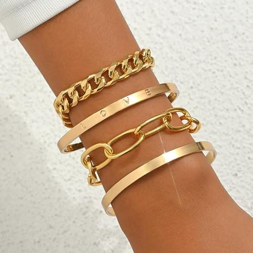 NEWITIN 61 Pieces Gold Jewelry Set for Women Fashion Costume Jewelry Gold Plated Necklace Bracelet Watch Ring Earrings Set for Women thumbnail 7
