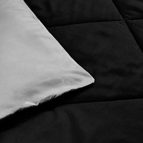 Amazon Basics Comforter Blanket Twin/Twin XL, Reversible Lightweight Microfiber All Season Blanket, Black/Grey thumbnail 5