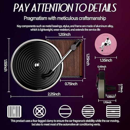 Taylo r Car Air Freshener Record Player Car Vent Clip Air Diffuser with 12pcs Refill Pads Aromatherapy Tablets for Swif t Fans Gift, Music Lovers Gifts (TS-air) thumbnail 3