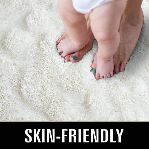 -9-    TWINNIS Super Soft Shaggy Rugs Fluffy Carpets 5x8 Feet, Indoor Modern Plush Area Rugs for Living Room Bedroom Kids Room Nursery Home Decor, Upgrade Anti-Skid Rectangular Fuzzy Rug, Cream White thumbnail 3