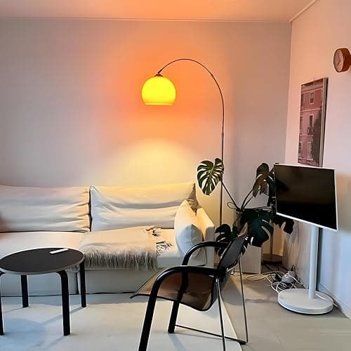 MIXL - Orange Arc Floor Lamp with Acrylic Shade,Arch Reading Lamp Floor Standing,Mid Century Modern Orange Standing Lamp for Living Room Bedroom thumbnail 4