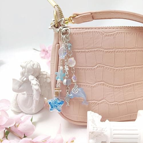 cioatu Y2K Aesthetic Keychains for Women Cute Flowers Star Cake Jellyfish Keychins Charms Kawaii Bag Purse Decor thumbnail 6