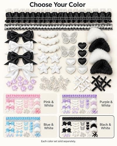 68Pcs DIY Ita Bag Accessories Kit, Black and White Craft Embellishments thumbnail 7