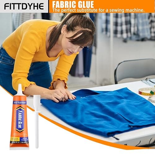 FITTDYHE Fabric Glue Permanent, 60 ML Washable Clear Clothing Glue, Super Fabric Adhesive for Rhinestones, Patches, Clothes, Denim, Leather, Polyester, Fabrics, Doll Repair, Flannel, Cotton thumbnail 7