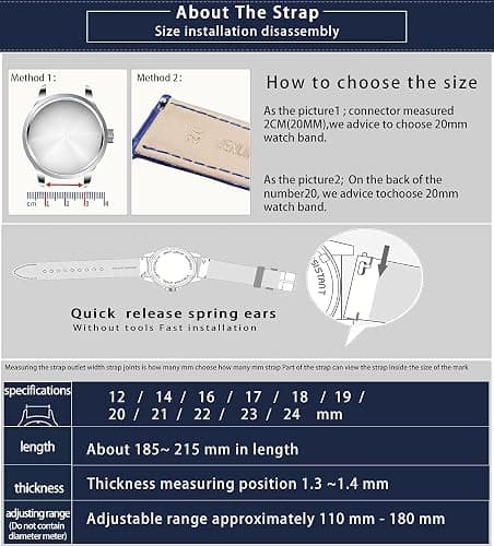 BINLUN Quick Release Leather Watch Straps Replacement Watch Bands Smart Watch Strap Crocodile Pattern in 10 Colors 13 Sizes with Silver/Gold/Rose-Gold Buckle for Men Women(10mm-24mm) thumbnail 6