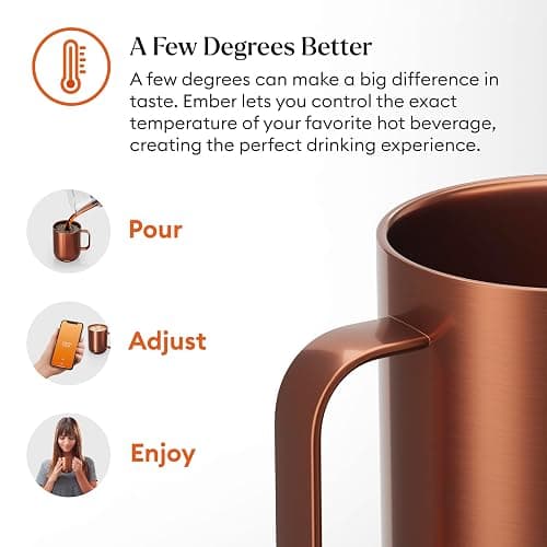 Ember Temperature Control Smart Mug 2, 14 Oz, App-Controlled Heated Coffee Mug with 80 Min Battery Life and Improved Design, Copper thumbnail 6