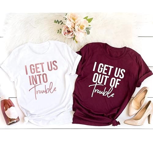 DT POD I Get us Into Trouble I Get us Out of Trouble Shirt, Girls Trip Tshirts for Women, BFF Shirts, Bestfriend Bestie Shirt - Best Friend Shirts for 2 Matching thumbnail 2
