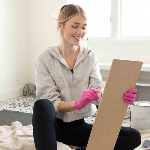 FRAMAR Pink Gloves Disposable Latex Free – Pink Nitrile Gloves Medium, Latex Free Glove Medium, Guantes De Nitrilo, For Hair Dye, Salon, Cleaning, Tattoo, Food Prep, Powder Free – 100 Pack thumbnail 4