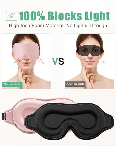 BeeVines 2 Pack 3D Contoured Sleep Mask Sleeping Eye Masks for Lash Extensions, Night Molded Mask with Adjustable Strap, 100% Block Light Eye Shade Cover for Traveling Yoga Nap thumbnail 3