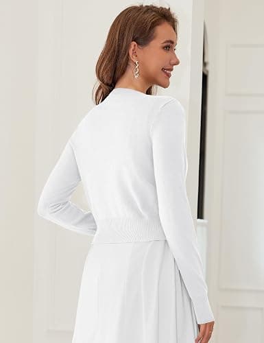 LETDIOSTO Cropped Cardigan Bolero Shrug for Women, Button Down Long Sleeve Knit Sweater for Dresses,for Jeans, XS to XL thumbnail 3