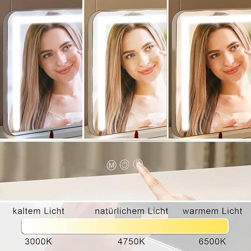 baklon Schminkspiegel mit Beleuchtung,Hollywood Spiegel mit LED Licht Dimmbar Kosmetikspiegel 3 Modi,80 x 60 cm Vanity Spiegel Tischspiegel mit USB für Schlafzimmer Schminktisch thumbnail 3