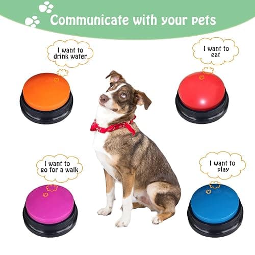 FINEST+ Voice Recording Button for Communication Pet Training Buzzer,30 Second Record&Playback Dog Toy,Voice Recording Clicker for Cat,Puppy,Pet Trainin,Funny Gift for Study Office Home 8Pcs thumbnail 3