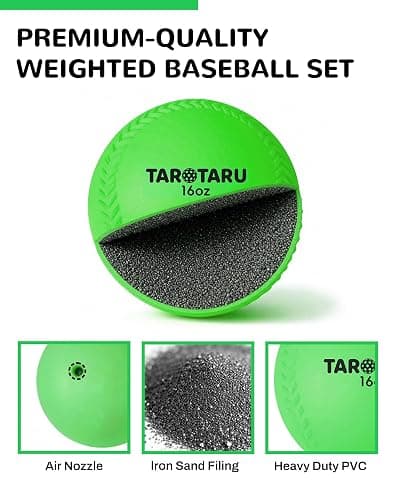 Tarutaru Weighted Balls for Baseball & Softball [9 Pack, 16 oz] Practice Heavy Ball for Hitting, Batting & Pitching Training, Improve Power and Mechanics, 2.85inch thumbnail 3