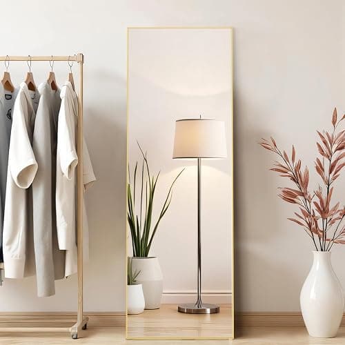 Aidoly Mirror Full Length, Upgraded Body Wall Mirrors with Shatter-Proof Glass, Floor Standing, Hanging or Leaning, Tall Mirror with Stand Aluminum Alloy Frame for Bedroom Cloakroom thumbnail 2