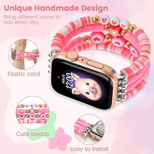 sylacor Beaded Bracelets Compatible with Kids Apple Watch Band 38mm 40mm 41mm 42mm 44mm 45mm 46mm 49mm, Cute Stretchy Strap for iWatch Series 10 9 8 7 6 5 4 3 SE SE2 for Girls Boys and Small Wrists thumbnail 3