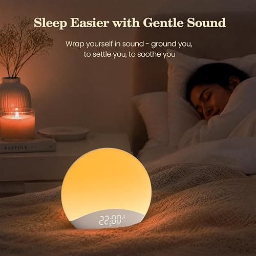 REACHER Sound Machine Sunrise Alarm Clock with Night Light for Bedrooms | 26 Nature Inspired Sleep Sounds, 0-100% Dimmable Clock, Sunrise Lamp, Wake Up Light, Brown/Pink/White Noise for Baby, Kids thumbnail 4