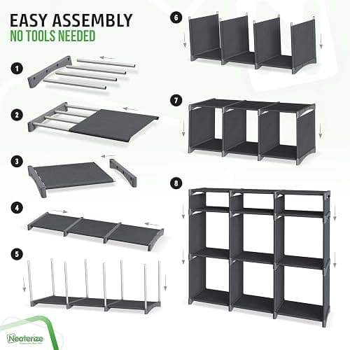 Cube Storage Organizer with Storage Bins Included - The Perfect Closet Organizers and Storage Solution. Includes 9 Storage Cubes, Great For Toy Storage, Closet Storage, Clothes Storage (Dark Grey) thumbnail 4