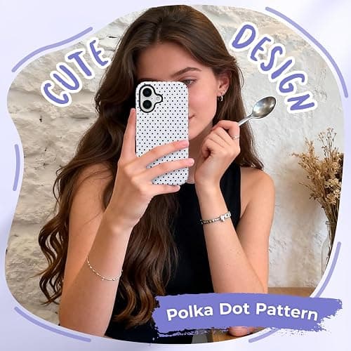 ZTOFERA Magnetic Case for iPhone 16, Polka Dot Phone Case Cute for Girl Women, Compatible with Magsafe, Hard PC+Soft TPU Protective Phone Cover for iPhone 16-White thumbnail 5