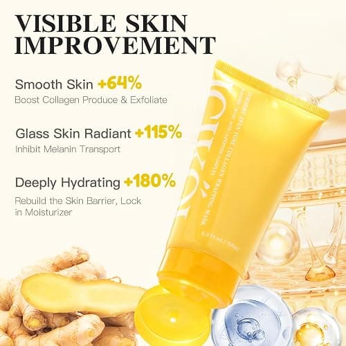 ICIKOL Turmeric Collagen Night Wrapping Mask, Kojic Acid Overnight Peel Off Face Masks with Vitamin C for Refresh Dullness Looking Skin, Hydrating Facial Masks Radiant Women Skin, 5.07 oz Large Size thumbnail 5