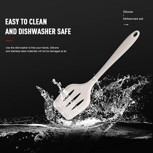 Silicone Cooking Utensils Set - 446°F Heat Resistant Kitchen Utensils,Turner Tongs,Spatula,Spoon,Brush,Whisk,Kitchen Utensil Gadgets Tools Set for Nonstick Cookware,Dishwasher Safe (BPA Free) thumbnail 4