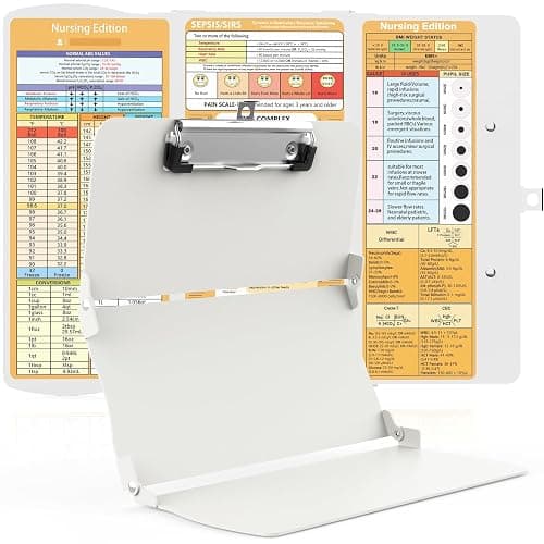 Cooperwin Clipboards Nursing Clipboard Trifold Foldable, 3 Layers Aluminum Nurse Clipboards with Nursing Edition Cheat Sheets Folding Pocket Size for Students, Nurses and Doctors (Light G) - Image 1