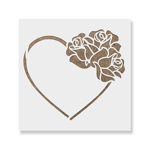 Heart with Roses - Girly, Love, Heart Rose, Hearts, Romantic Stencil - Image 1