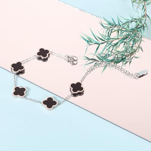 WSupikio 3PC Clover Bracelets Set 18k Gold Plated Lucky Clover Bracelet Women Adjustable Link Bracelets Cute Gold Jewelry thumbnail 3