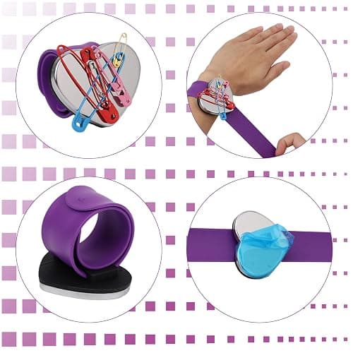 3pcs Magnetic Pin Cushion Wristband, 3 Colors Wrist Sewing Pincushion Silicone Strap,Magnetic Pin Holder Wristband for Sewing Quilting Accessory Braiding Hair Styling and Crafting (Heart-Shaped) thumbnail 4