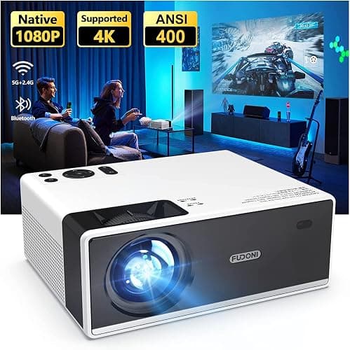 FUDONI Projector with WiFi and Bluetooth, 18000Lumens Outdoor Portable 4K Support Projector HD 1080P Max 300" Display, Movie Video Home Theater Projector Compatible w/HDMI/USB/Phone/Laptop/TV Stick - Image 1