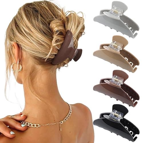 4Pcs Large Acrylic Clips - Big Non-Slip Banana Barrettes for Thick Hair, Strong Hold Jaw Clips for Women Girls - Image 1