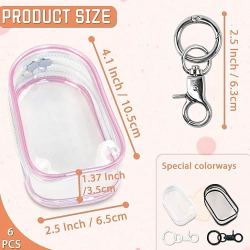 NEETUE 6PCS Clear Figure Display Bag, Zipper Clear Display Case | Mini Doll Pouch with Keychain Clear Zipper Case for Figures Collectibles thumbnail 3