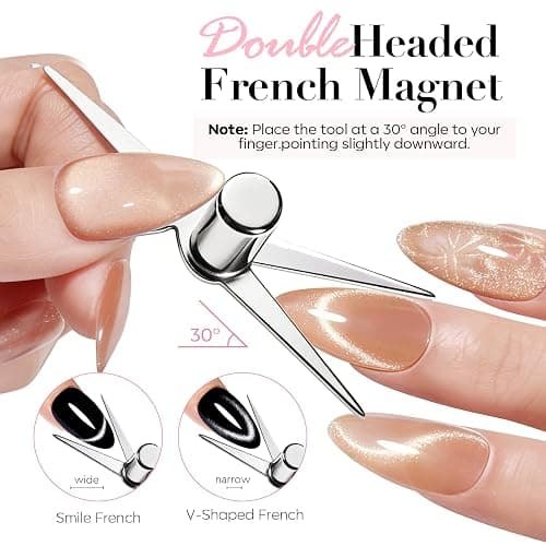 AzureBeauty Cat Eye Magnet Nail Art Tools-14PCS Powerful Cateye Gel Nail Polish Magnet Tools -Heart/French /Black Hole Magnet Sticks, DIY Glassy Cateye Nail Art Effects thumbnail 4